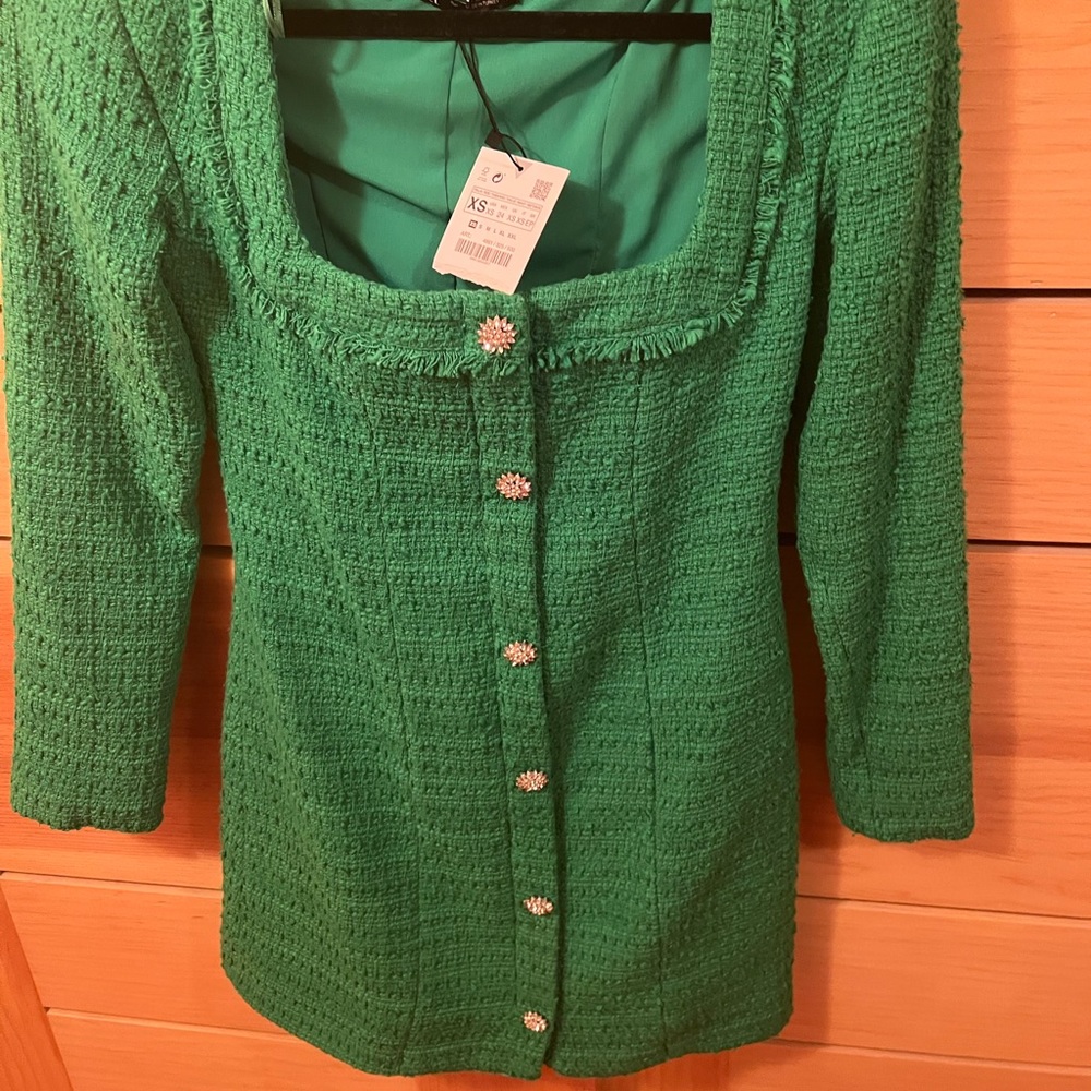 ZARA Kelly Green Tweed Dress